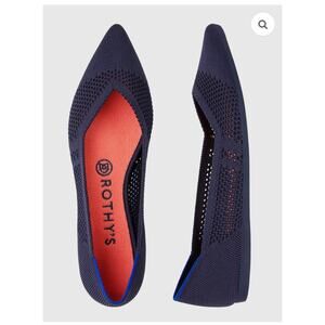 Rothy's The Point Maritime Lattice Stitch Ballet Shoes Flats Navy Blue Women's 9